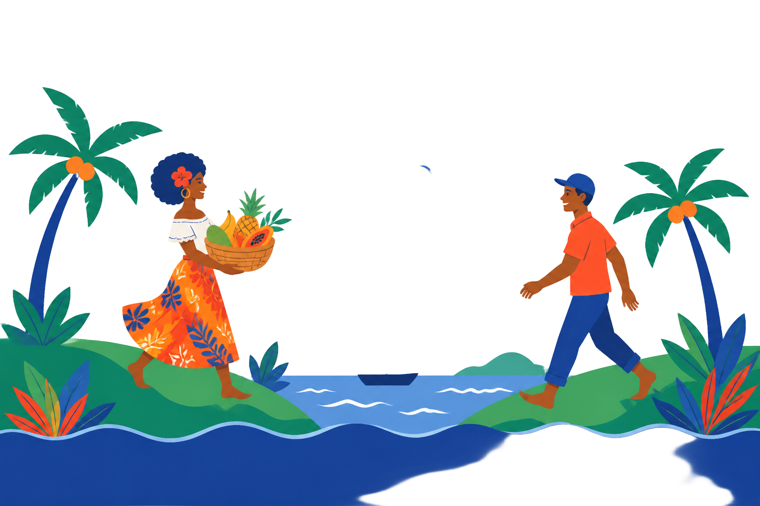 Deux îles caribéennes reliées